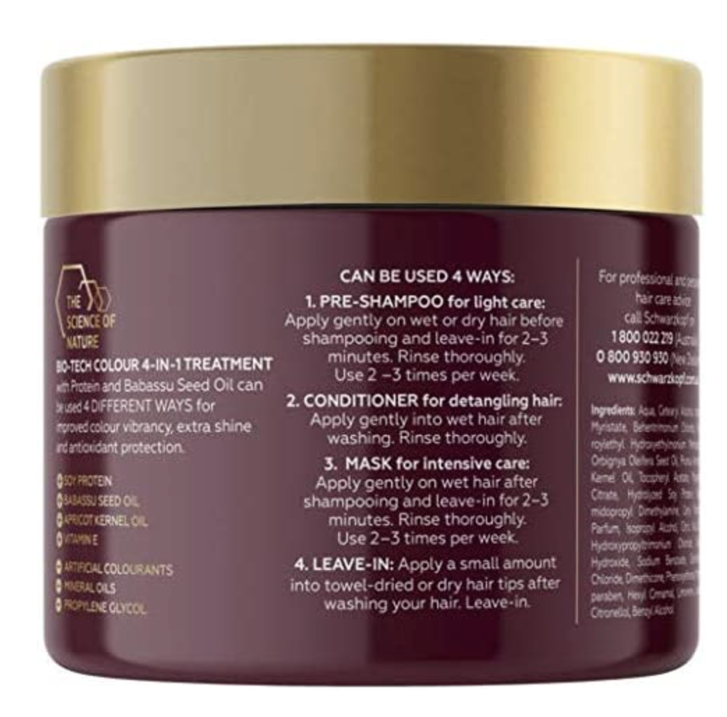 Schwarzkopf Bio-Tech 4-in-1 Colour Treatment Protein Babassu Seed Oil 250ml V563-9310714223925