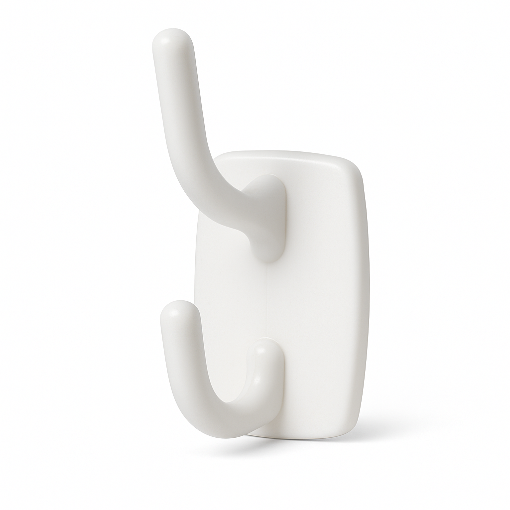 Deco Self-Adhesive Double Hook in White - 2.3kg Weight Capacity per Hook V563-9311183001106