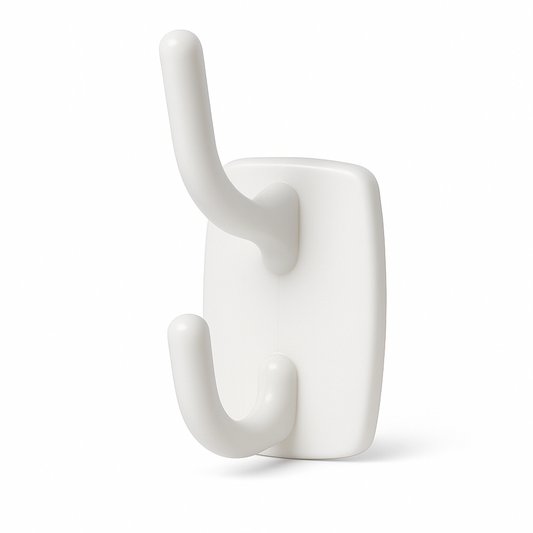 6x Deco Self-Adhesive Double Hooks in White - 2.3kg Weight Capacity per Hook V563-9311183001106-6PCS