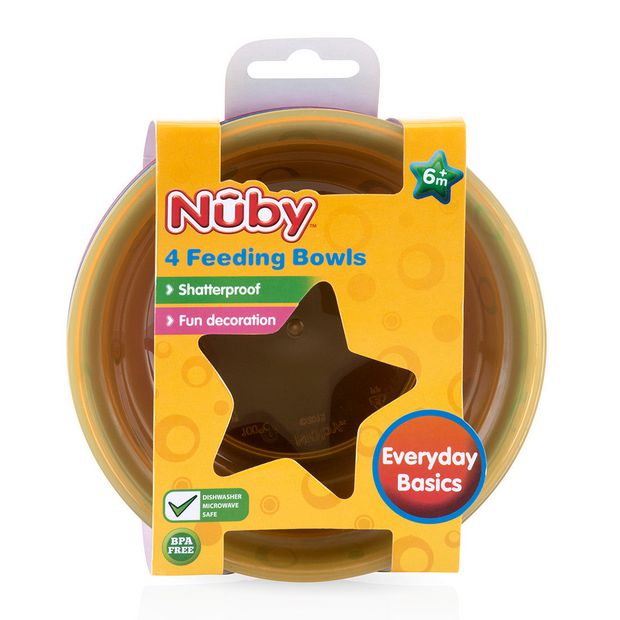 Nuby Value Feeding Bowls Multicolor (Pack of 4) - 6 Months + V563-9321104881328