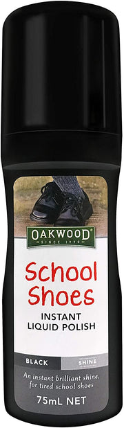 Oakwood 75ml School Shoes Instant Liquid Polish Black Shine V563-9337198002051