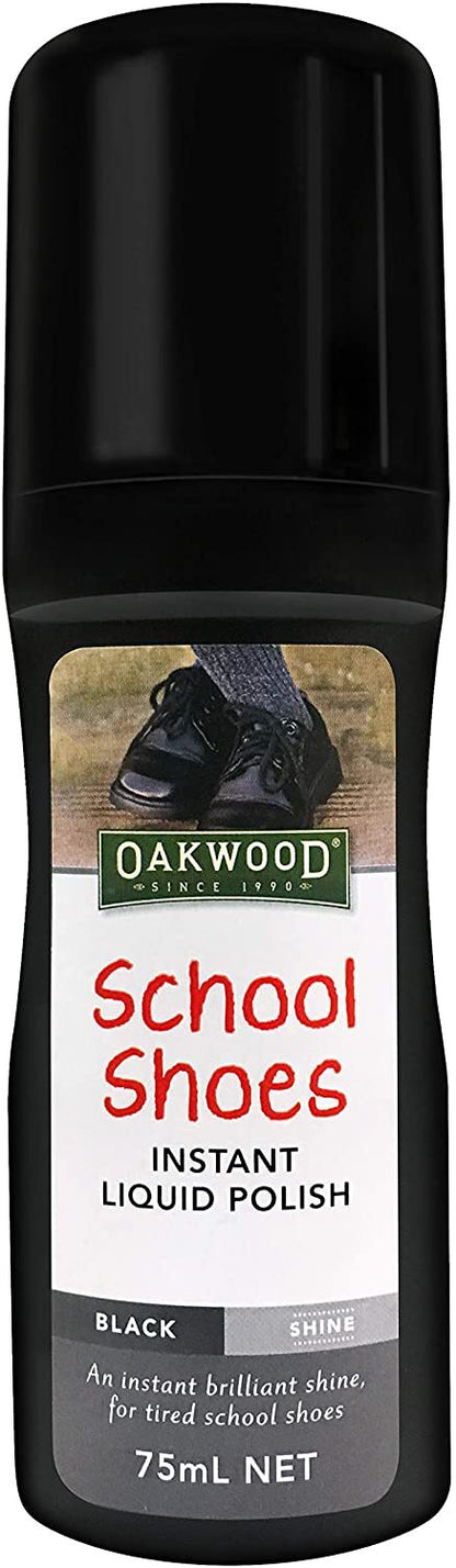 Oakwood 75ml School Shoes Instant Liquid Polish Black Shine V563-9337198002051