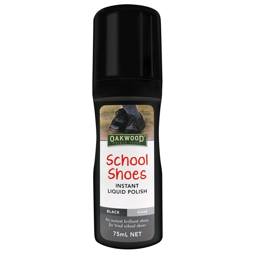 Oakwood 75ml School Shoes Instant Liquid Polish - Black Shine V563-9337198002266