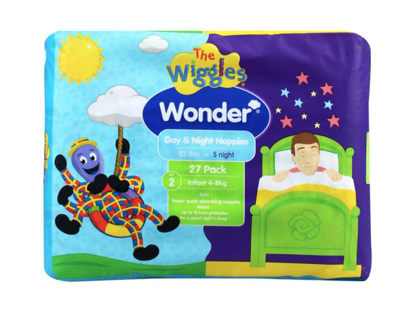 Wonder Pk27 the Wiggles Day & Night Nappies Diapers Infant 4 - 8 Kg Size 2 V563-9341122001720