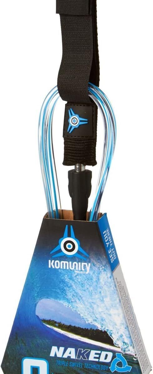 Komunity 6FT Naked Elliptical Cord Leash Surfboard Legrope Leash Surf Surfing Leg Rope V563-9348679003863