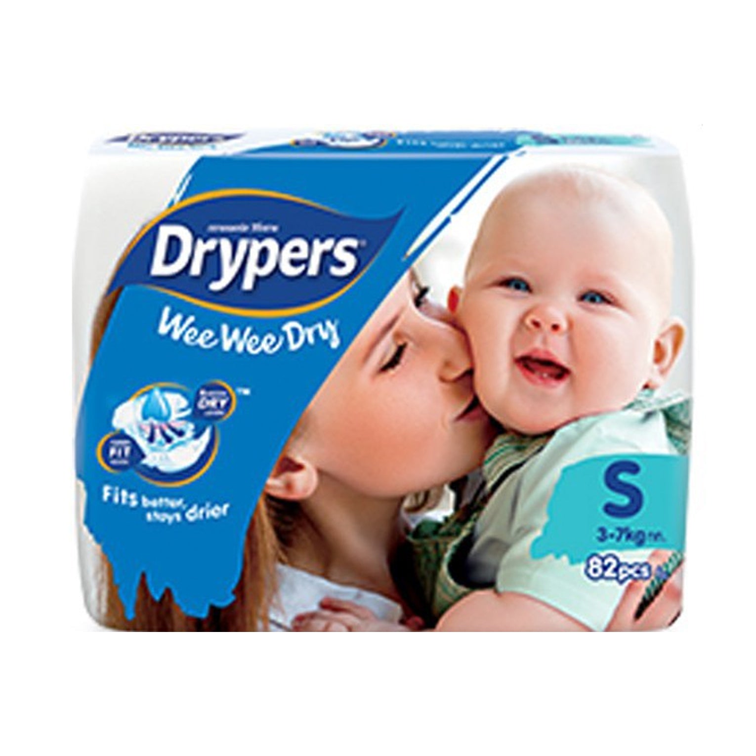 1pk 82 Drypers Baby Wee Wee Dry Nappies Nappy Diapers - Small 3-7Kg Diapers V563-9557327011000