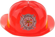 KIDS FIREMAN HAT Firemans Helmet Costume Dress Up Party Red Plastic Halloween Cap V563-9868686161016-1PC