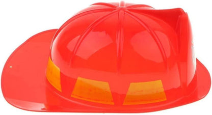 KIDS FIREMAN HAT Firemans Helmet Costume Dress Up Party Red Plastic Halloween Cap V563-9868686161016-1PC
