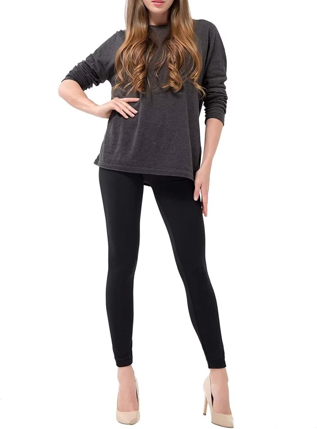 Womens Fuzzy Thermal Fur Lined High Waist Leggings Pants Thermals Warm 320g V563-990196-1-BLACK-ONESIZE