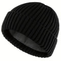 Winter Knitted Hat Men Women Warm Thick Beanie Fleece Ski Cap Outdoor Thermal V563-990460-BLACK