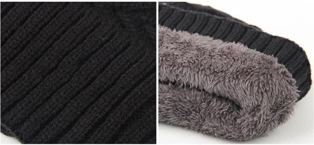 Winter Knitted Hat Men Women Warm Thick Beanie Fleece Ski Cap Outdoor Thermal V563-990460-BLACK