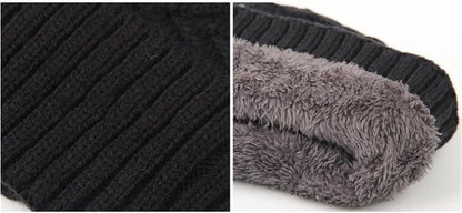 Winter Knitted Hat Men Women Warm Thick Beanie Fleece Ski Cap Outdoor Thermal V563-990460-BLACK