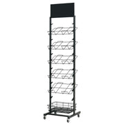 12 Tier Placemat Brochure Magazine Newspaper Display Rack Storage Stand on Wheels - Black Frame V563-99775