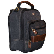 FIB Canvas Sling Bag Shoulder Strap Messenger Travel Pack w Tablet Pocket - Black V563-A1201C-BLACK