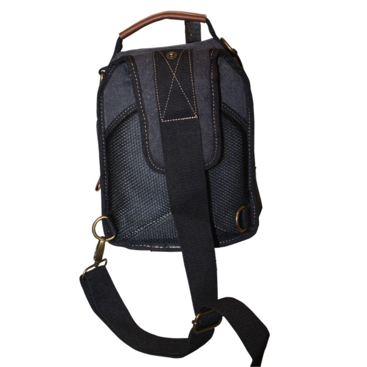 FIB Canvas Sling Bag Shoulder Strap Messenger Travel Pack w Tablet Pocket - Black V563-A1201C-BLACK