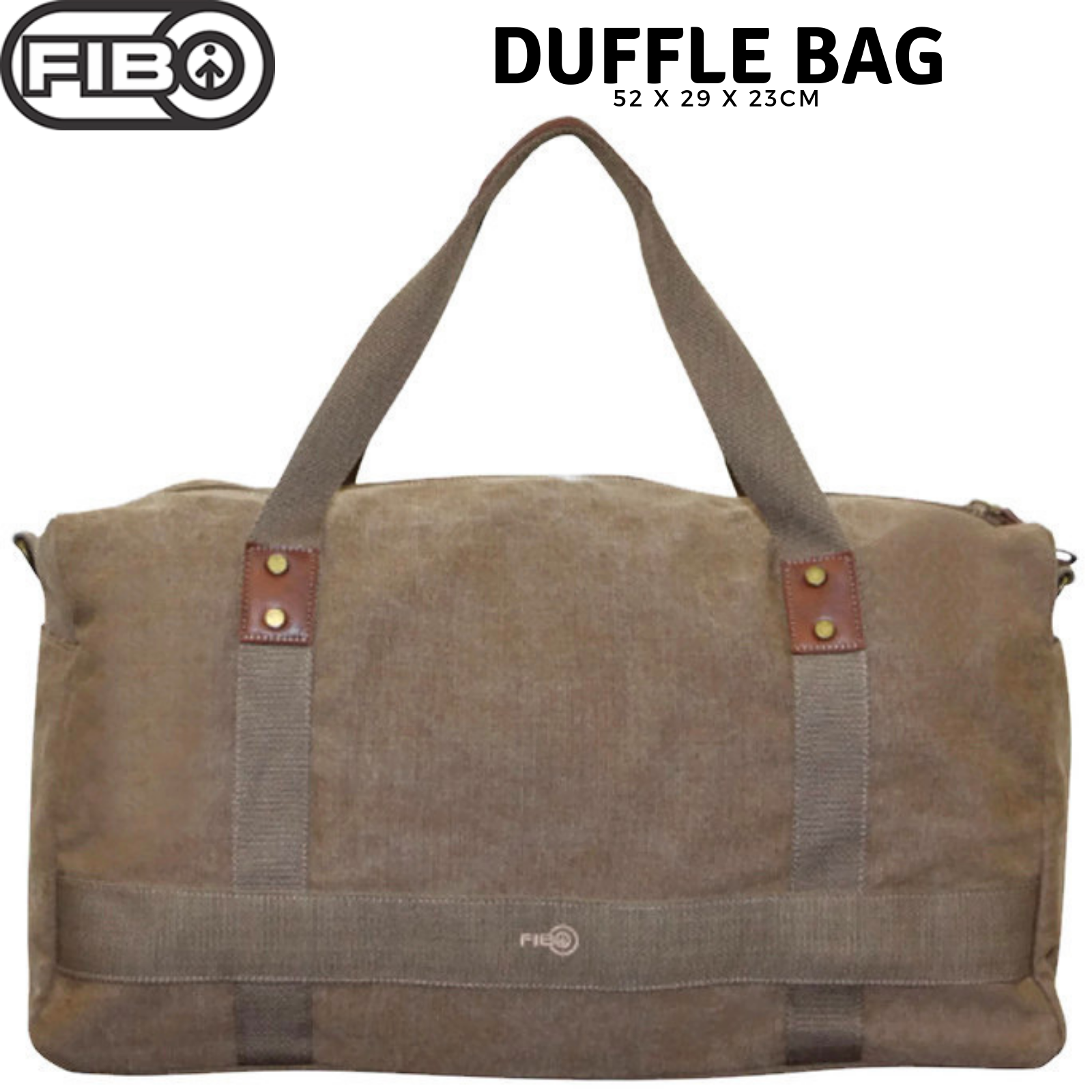 FIB 52cm Canvas Travel Duffle Bag Casual Duffel - Khaki V563-A1205C-KHAKI