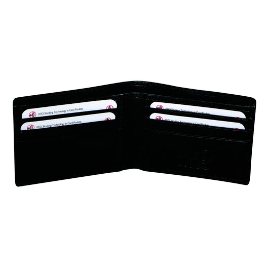FIB RFID Leather Fold Slimline Wallet - Black V563-A1999L-BLACK