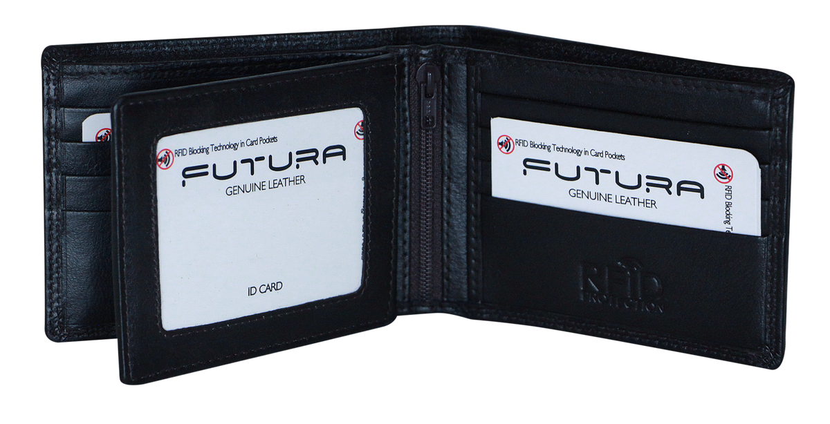 Futura Futura Mens Harrison RFID Genuine Leather Wallet - Black V563-A2008L-BLACK
