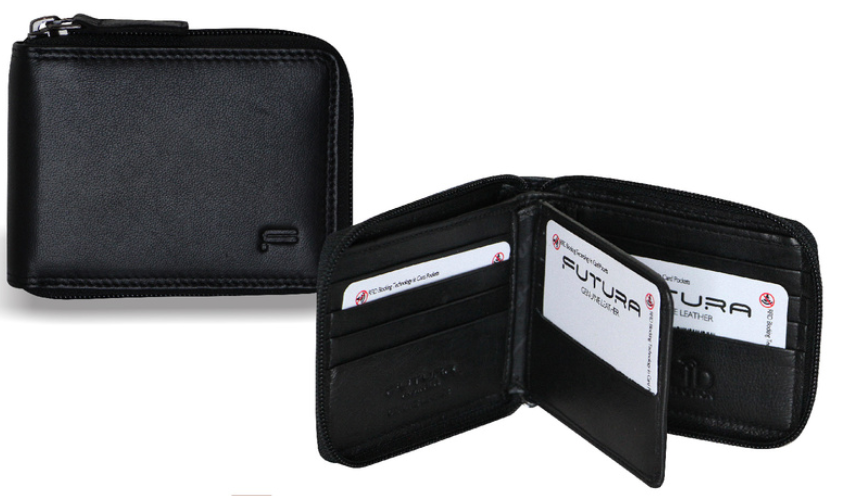 Futura Mens Zip Around Leather Wallet RFID Gift - Black V563-A2012L-BLACK