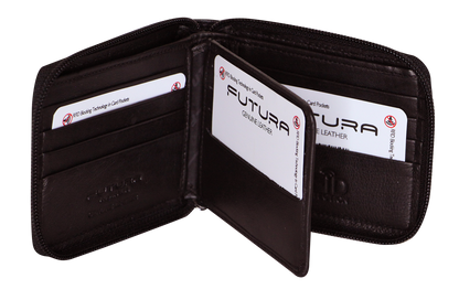 Futura Mens Zip Around Leather Wallet RFID Gift - Black V563-A2012L-BLACK