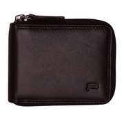Futura Mens RFID Protected Genuine Leather Wallet Zip Around - Brown V563-A2012L-BROWN