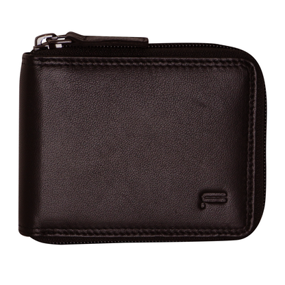Futura Mens RFID Protected Genuine Leather Wallet Zip Around - Brown V563-A2012L-BROWN