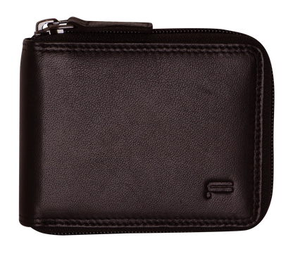 Futura Mens RFID Protected Genuine Leather Wallet Zip Around - Brown V563-A2012L-BROWN