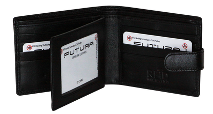 Futura Mens RFID Leather Fold Over Wallet - Black V563-A2013L-BLACK