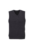 Mens Wool Blend V Neck Vest Sleeveless Double Knit - Charcoal - Large V563-A59523-CHARCL-L