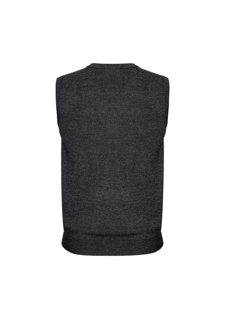 Mens Wool Blend V Neck Vest Sleeveless Double Knit - Charcoal - Large V563-A59523-CHARCL-L