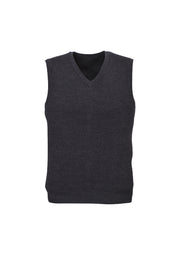 Mens Wool Blend V Neck Vest Sleeveless Double Knit - Charcoal - Medium V563-A59523-CHARCL-M