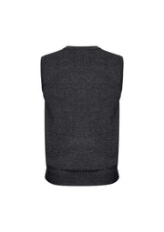Mens Wool Blend V Neck Vest Sleeveless Double Knit - Charcoal - Medium V563-A59523-CHARCL-M