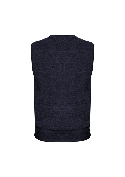 Mens Wool Blend V Neck Vest Sleeveless Double Knit - Navy - Small V563-A59523-NAVY-S