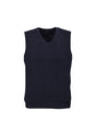 Mens Wool Blend V Neck Vest Sleeveless Double Knit - Navy - X-Small V563-A59523-NAVY-XS