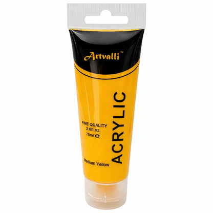 Acrylic Paint 75ml Tube Water Based Non Toxic Artist Craft - Medium Yellow V563-ACRYLICPAINT-MEDIUMYLW