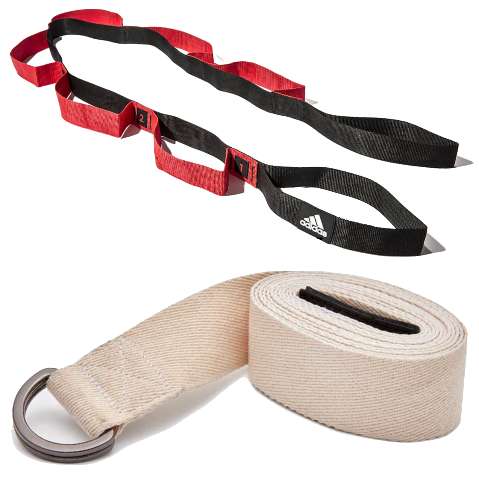 2pc Set Adidas Stretch Assist Band Looped + Yoga Strap 2.5m Long Adjustable Belt V563-ADIDASSTRAPSSET