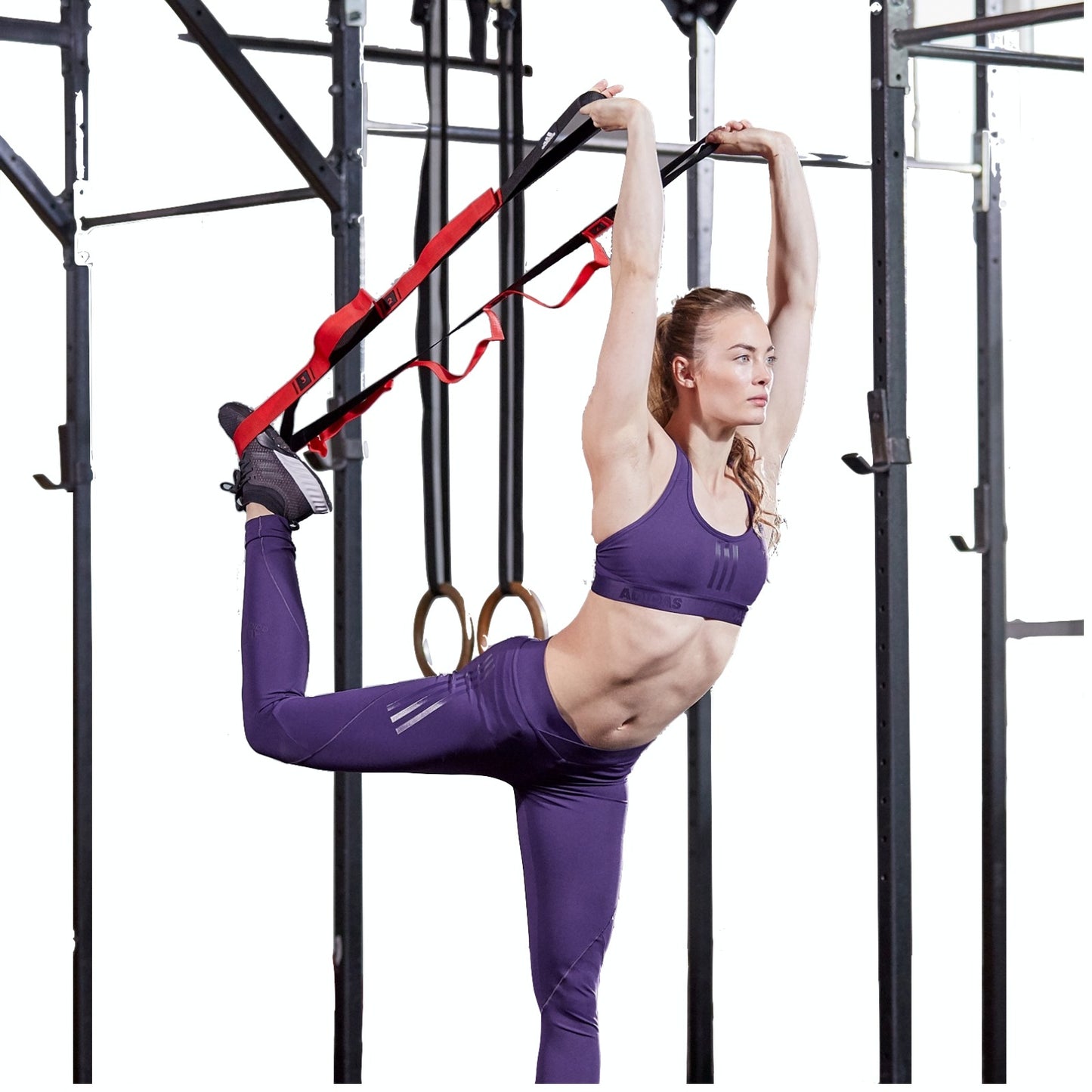 2pc Set Adidas Stretch Assist Band Looped + Yoga Strap 2.5m Long Adjustable Belt V563-ADIDASSTRAPSSET