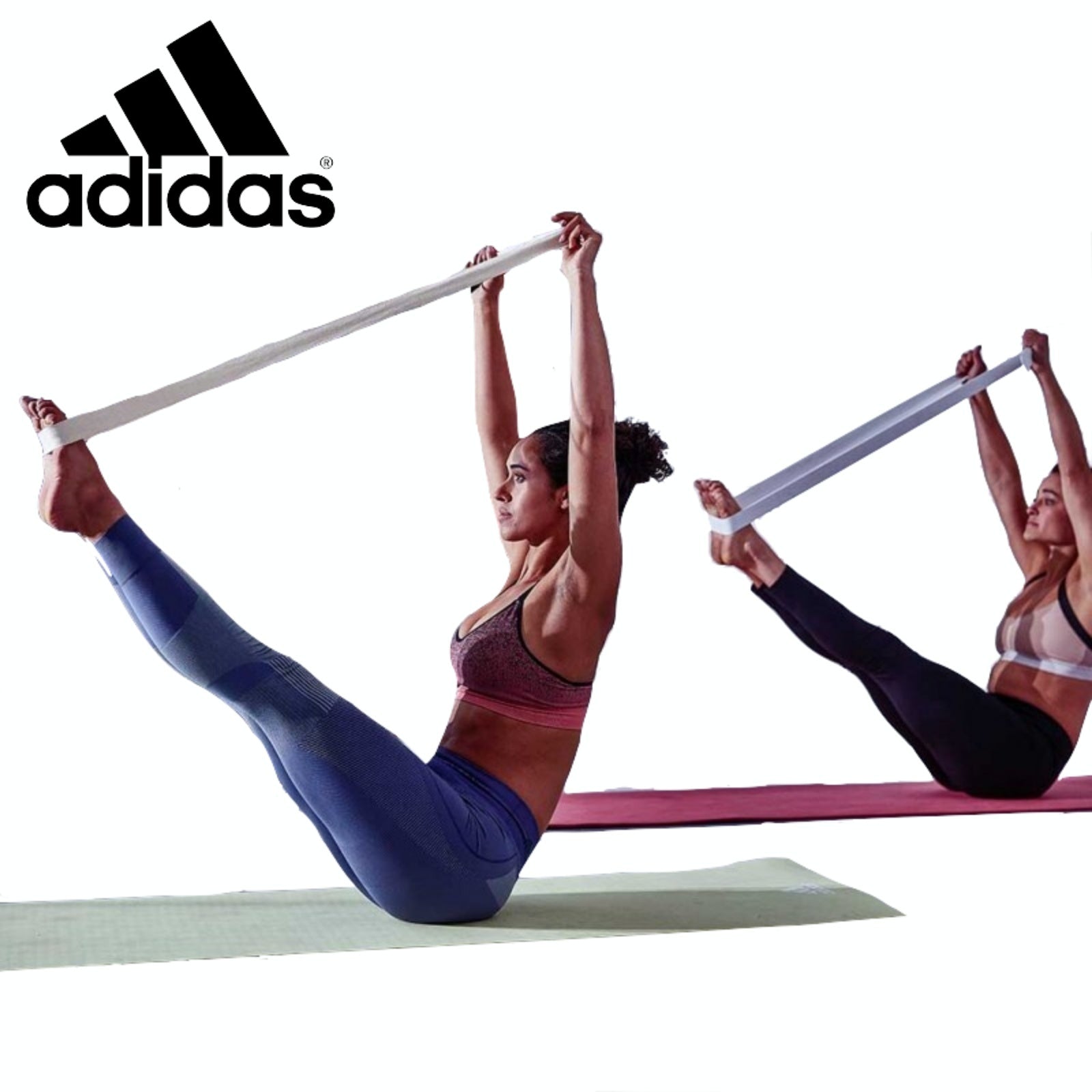 2pc Set Adidas Stretch Assist Band Looped + Yoga Strap 2.5m Long Adjustable Belt V563-ADIDASSTRAPSSET