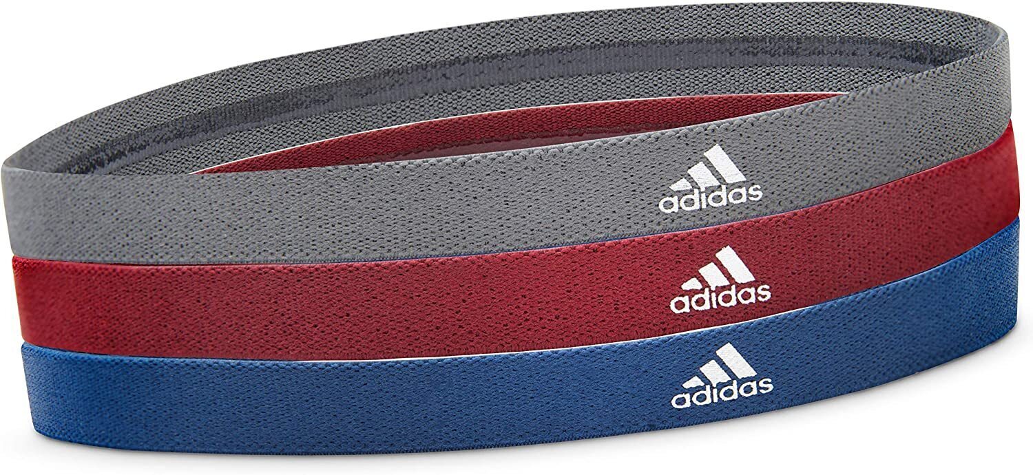 3pcs Adidas Sports Headband Hair Bands Gym Training Fitness Yoga - Grey/Blue/Burgundy V563-ADYG-30202