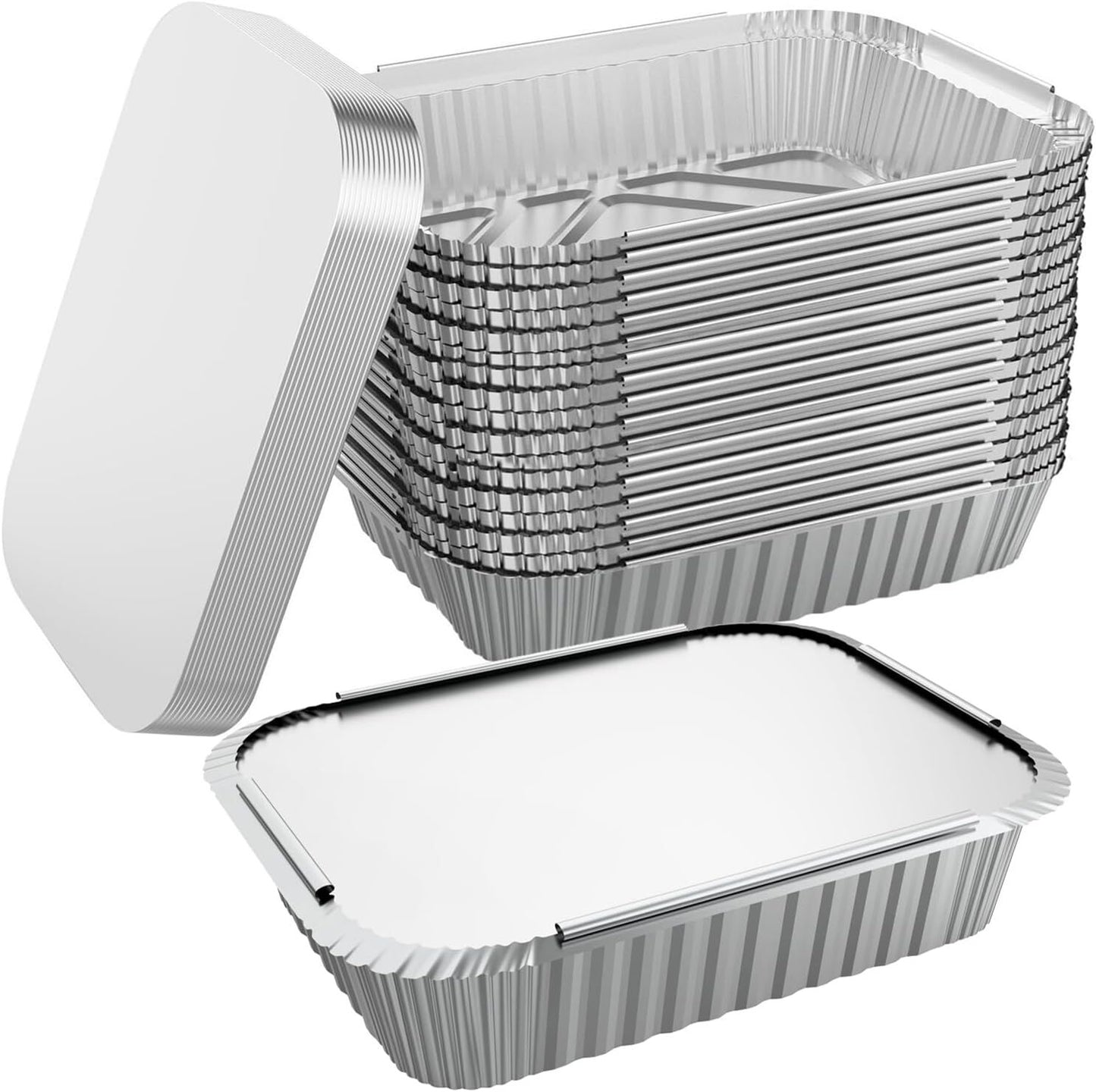 240x Aluminium Disposable Foil Food Container Trays Pans w/ Lids Covers Bulk 14cm*12cm*4.5cm V563-AF1412-10L-24PK