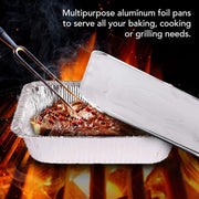 240x Aluminium Disposable Foil Food Container Trays Pans w/ Lids Covers Bulk 14cm*12cm*4.5cm V563-AF1412-10L-24PK