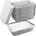 144x Aluminium Disposable Foil Food Container Trays Pans w/ Lids Covers Bulk 20x11x5cm V563-AF2011-6L-24PK