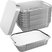 20x Aluminium Disposable Foil Food Container Trays Pans w/ Lids Covers Bulk 22x15x4.5cm V563-AF2215-20L-1PK