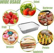 144x Aluminium Disposable Foil Food Container Trays Pans w/ Lids Covers Bulk 22cm*15cm*4.5cm V563-AF2215-6L-24PK