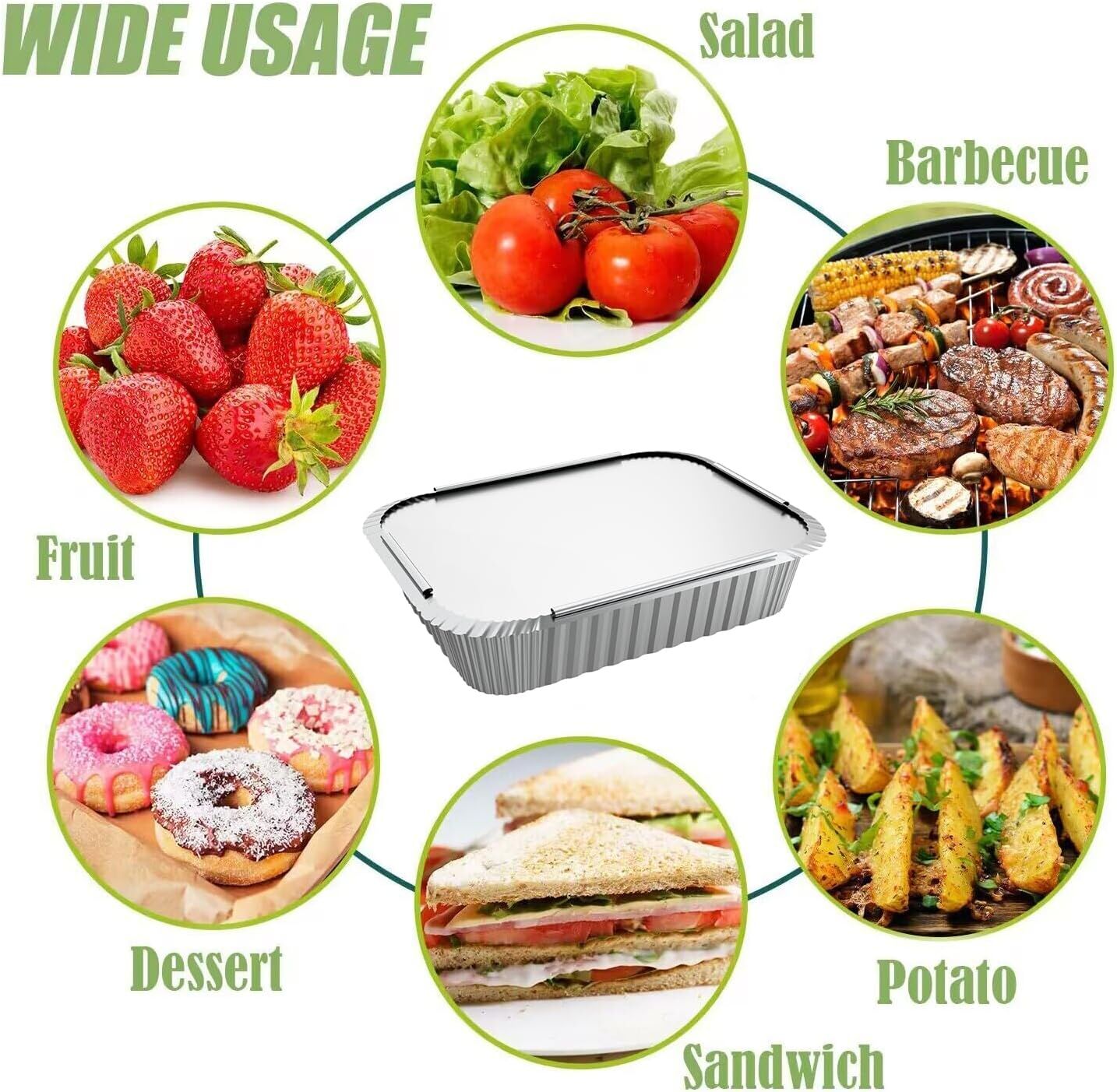 144x Aluminium Disposable Foil Food Container Trays Pans w/ Lids Covers Bulk 22cm*15cm*4.5cm V563-AF2215-6L-24PK