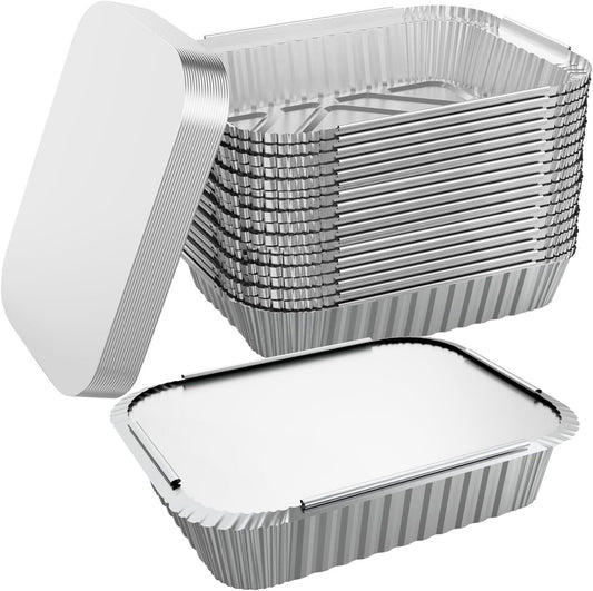 240x Aluminium Disposable Foil Food Container Trays Pans w/ Lids Covers Bulk 24cm*18cm*6cm V563-AF2418-20L-12PK