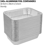 240x Aluminium Disposable Foil Food Container Trays Pans Baking Roast Bulk 32.5x26x5.5cm V563-AF3226-10-24PK