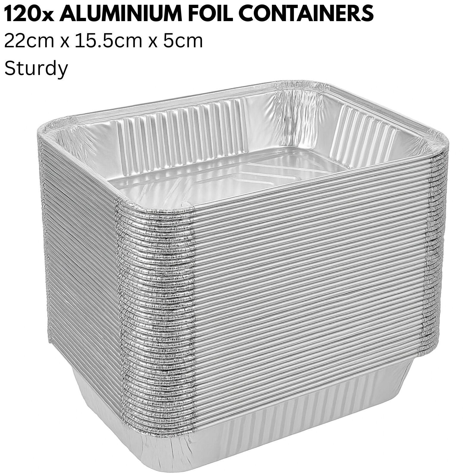 144x Aluminium Disposable Foil Food Container Trays Pans Baking Roast Bulk 32x26x5.5cm V563-AF3226-3-48PK