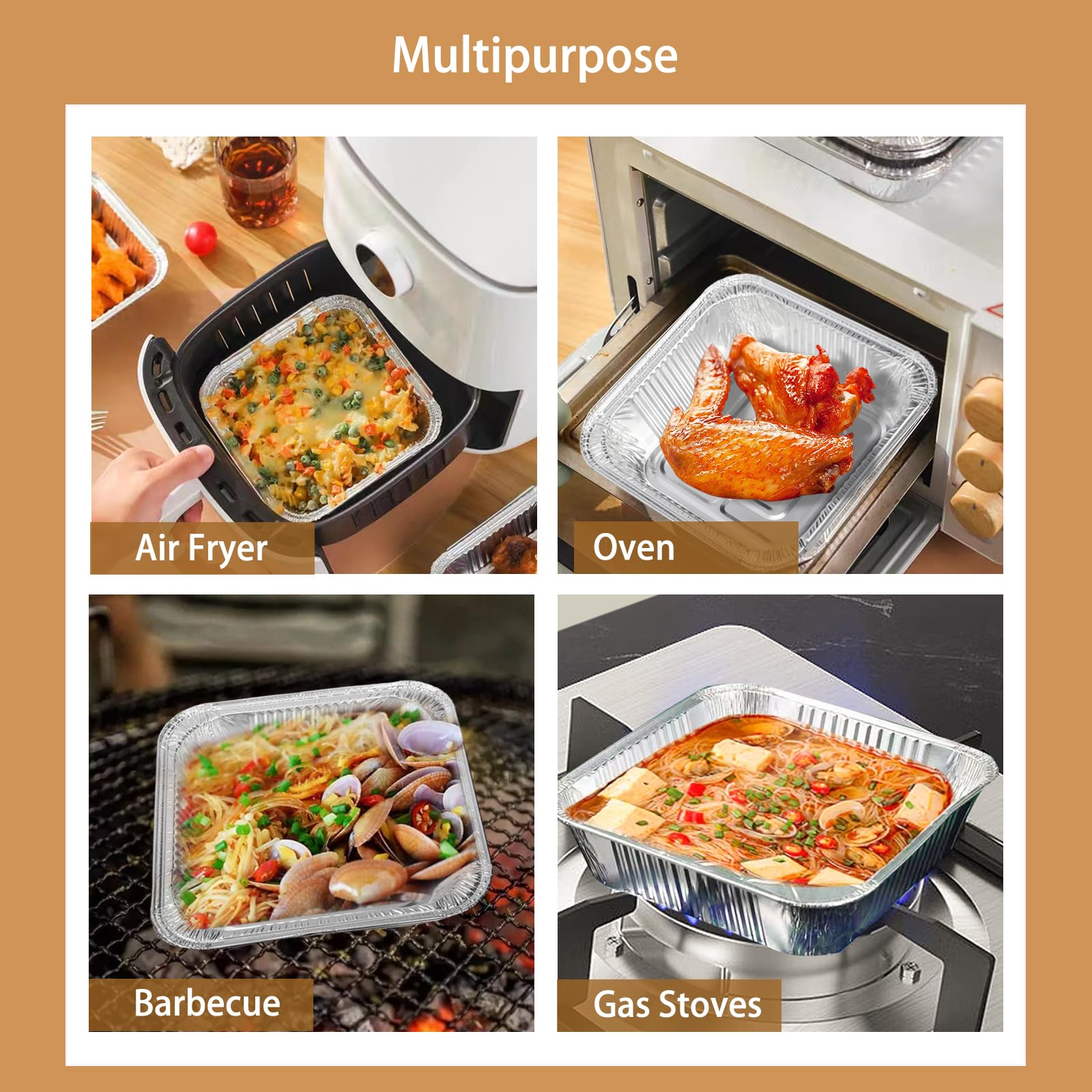 48x Deep Foil Aluminium Disposable Food Container Trays Pans Baking Roast Bulk 33x27x11cm V563-AF3327-1-48PK