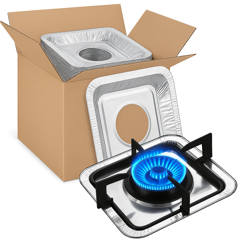 480x Aluminium Disposable Foil Stove Burner Covers Bulk - Square V563-AF495-10-1BOX